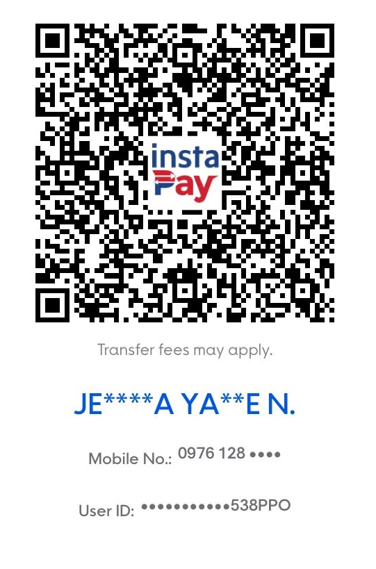 GCash InstaPay QR and masked payment recipient details, cropped from the original screenshot